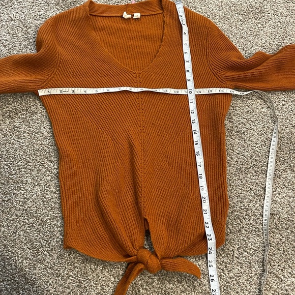 Anthropologie Moth Sweater Freeport Ribbed Knit V Neck Tie Front  Extra Small - Picture 8 of 8